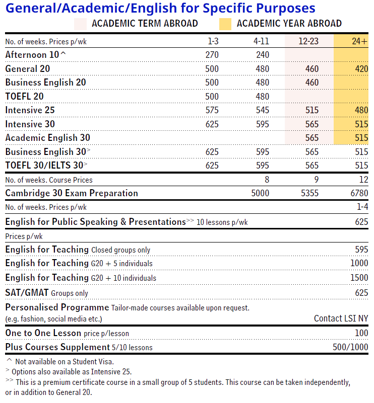 LSI 美國 2025年紐約學費